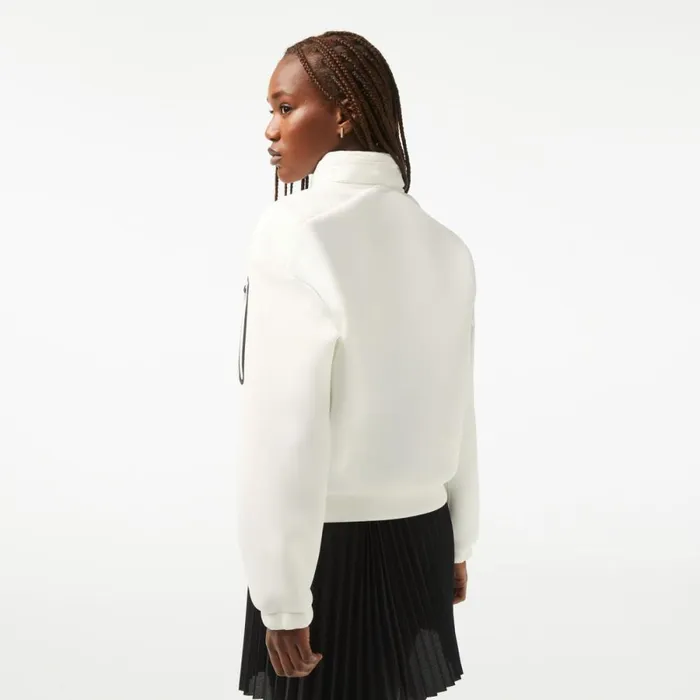 Activewear Women Lacoste Women039s Loose Fit ZipUp Sweatshirt White 70v