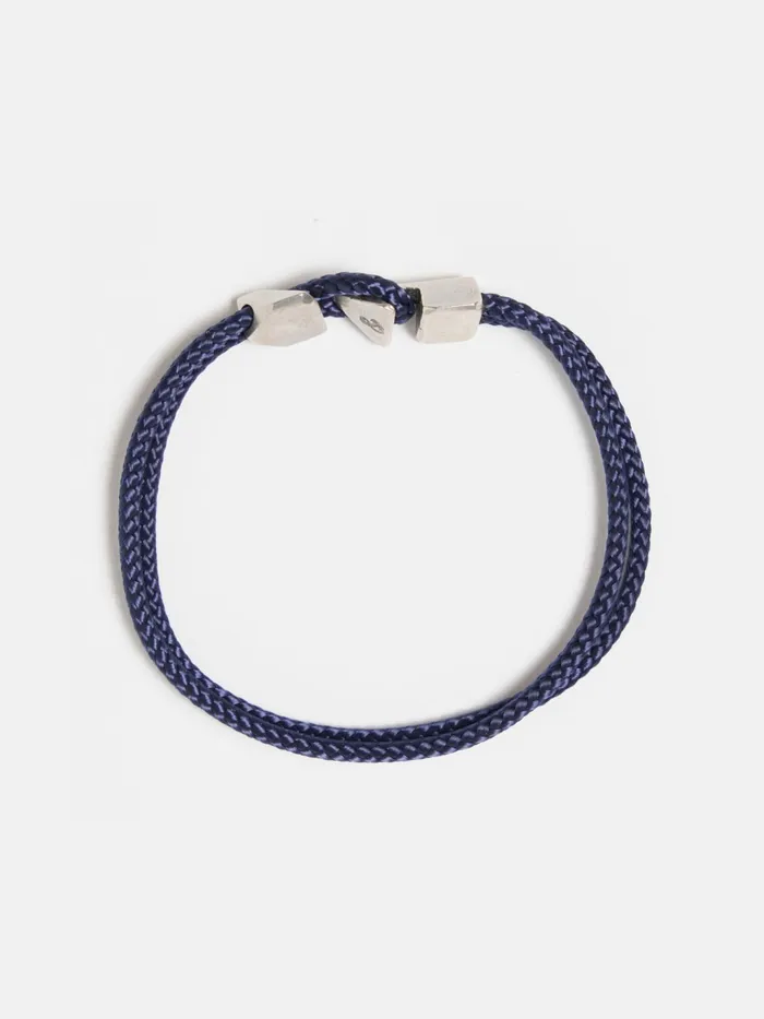 Anchor and Crew Brixham Bracelet In Navy Blue Rope925 Silver Men Universal Works Jewellery