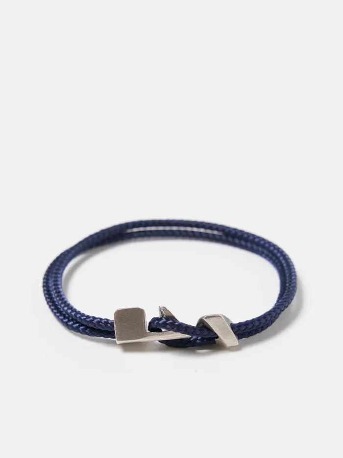 Anchor and Crew Brixham Bracelet In Navy Blue Rope925 Silver Men Universal Works Jewellery