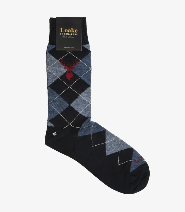 Argyle Socks Navy Men Socks Loake