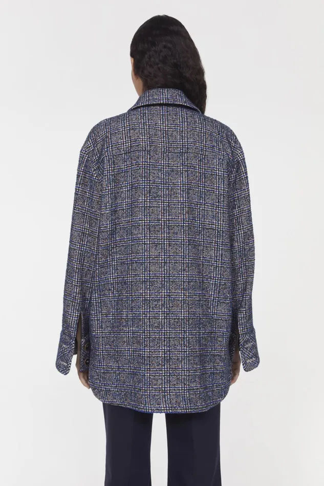 Avril Boucle Check Blazer Utility Blue Women Rodebjer Sets and Suits