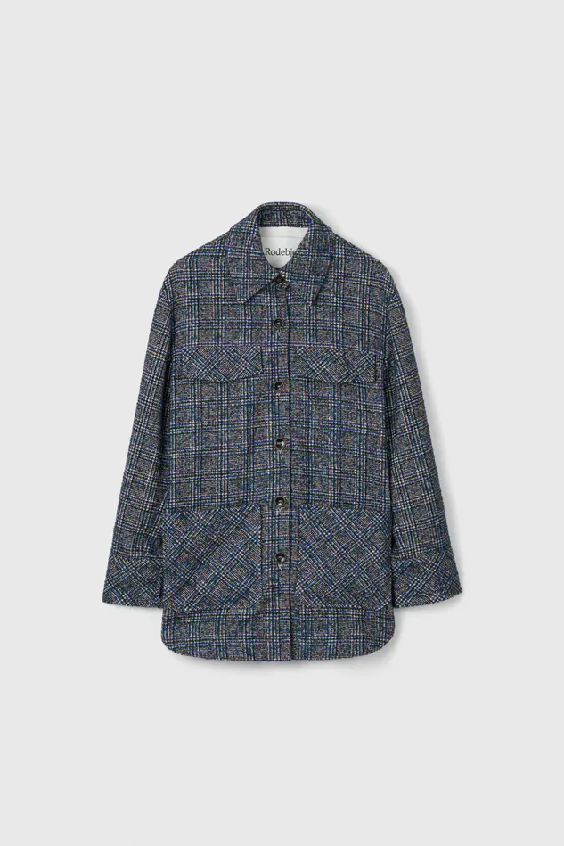 Avril Boucle Check Blazer Utility Blue Women Rodebjer Sets and Suits