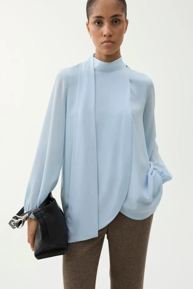 Azisa Silk Blouse Fog Blue Women Rodebjer Shirts and Blouses
