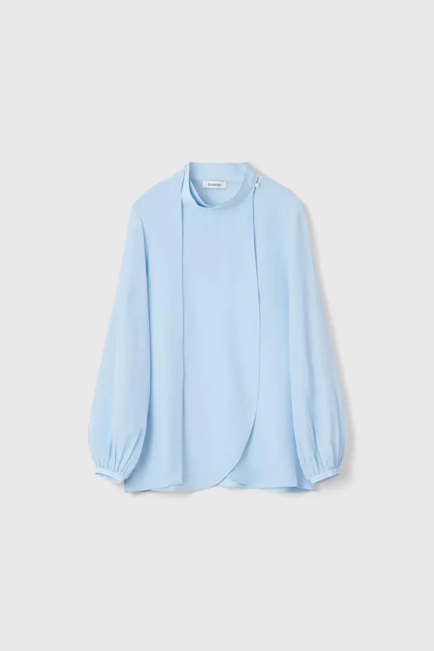 Azisa Silk Blouse Fog Blue Women Rodebjer Shirts and Blouses