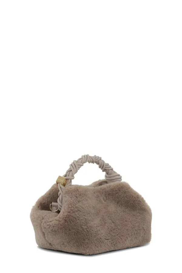 Bags GANNI Top Handle Light Grey Fluffy Small Bou Bag Oyster Gray Bags GANNI Top Handle Light Grey Fluffy Small Bou Bag Oyster Gray