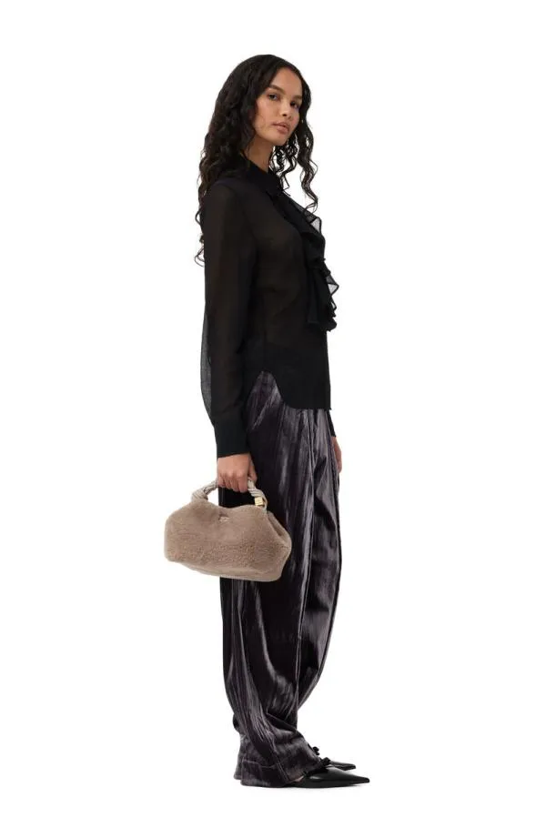 Bags GANNI Top Handle Light Grey Fluffy Small Bou Bag Oyster Gray Bags GANNI Top Handle Light Grey Fluffy Small Bou Bag Oyster Gray
