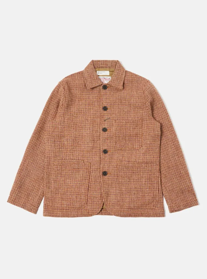 Bakers Jacket In Rust Harris Tweed Plaid Men Universal Works Coats and Outerwear