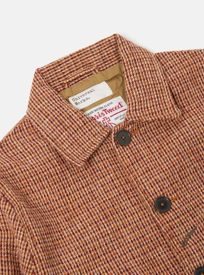 Bakers Jacket In Rust Harris Tweed Plaid Men Universal Works Coats and Outerwear