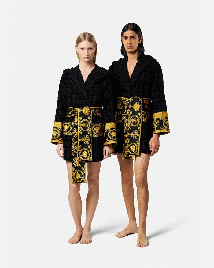 Bathrobes and Robes WomenMen Versace I Baroque Short Bathrobe Black