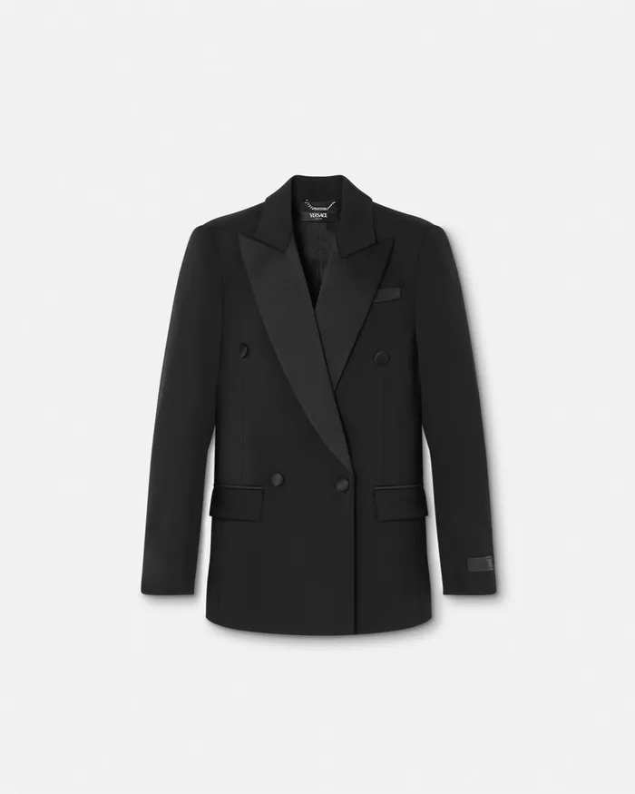 Blazer and Jackets Women Versace Grain De Poudre StraightFit Masculine Blazer Black