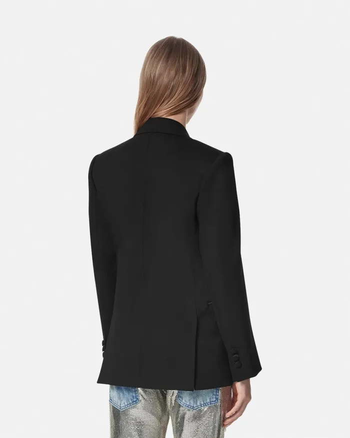 Blazer and Jackets Women Versace Grain De Poudre StraightFit Masculine Blazer Black
