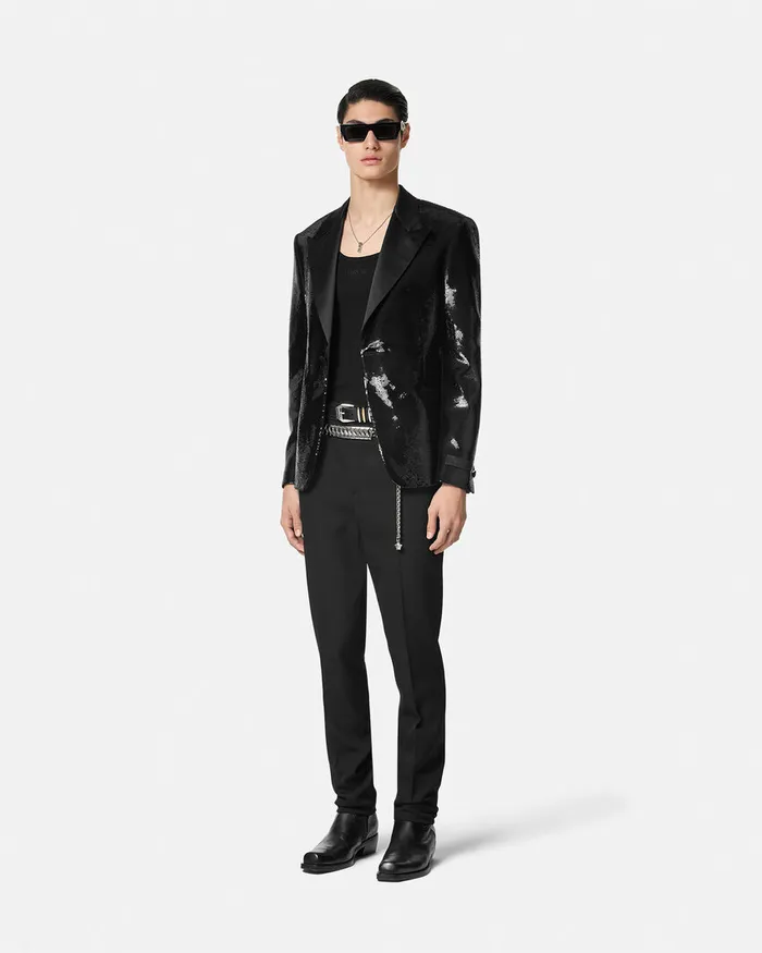 Blazers and Suits Men Versace Embellished SingleBreasted Blazer Black