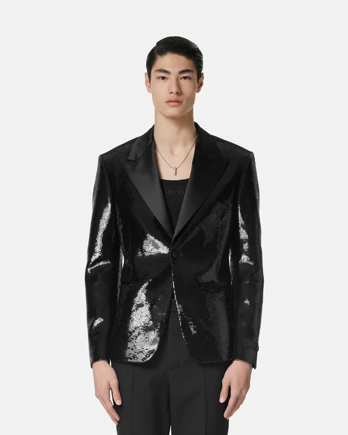 Blazers and Suits Men Versace Embellished SingleBreasted Blazer Black