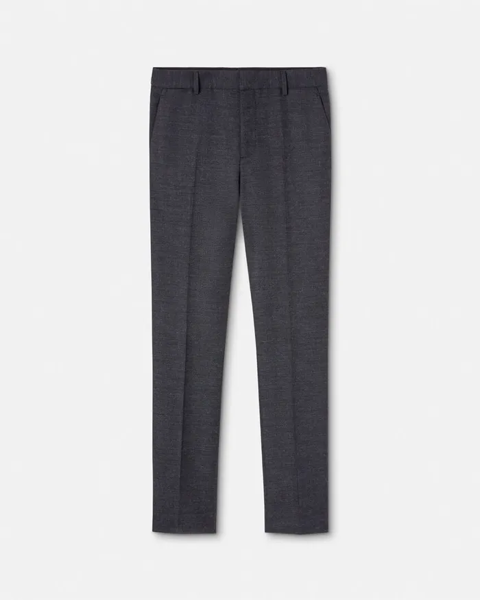 Blazers and Suits Men Versace Herringbone Wool Formal Pants Gray