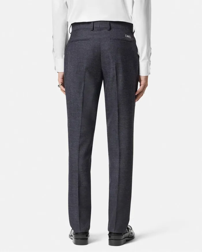 Blazers and Suits Men Versace Herringbone Wool Formal Pants Gray