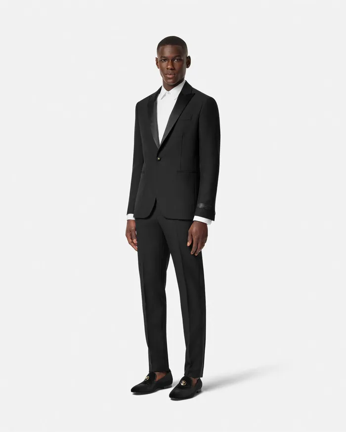 Blazers and Suits Men Versace MohairBlend Formal Pants Black
