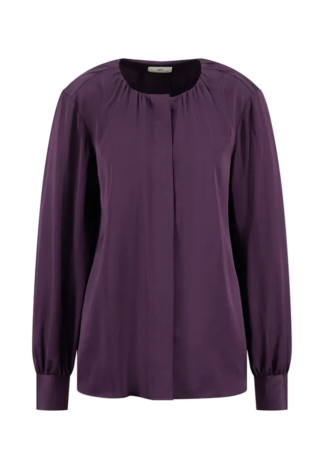 Blouses Women FYNCHHATTON Viscose Blouse With A Round Neckline Modern Plumblack Blouses Women FYNCHHATTON Viscose Blouse With A Round Neckline Modern Plumblack
