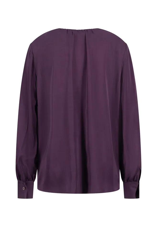 Blouses Women FYNCHHATTON Viscose Blouse With A Round Neckline Modern Plumblack
