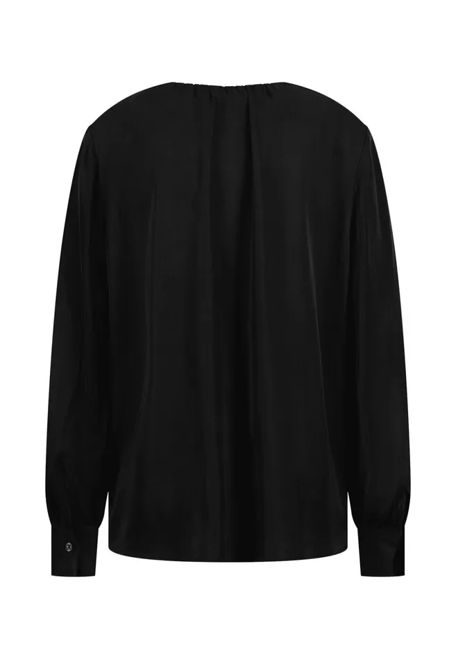 Blouses Women FYNCHHATTON Viscose Blouse With A Round Neckline Modern Plumblack