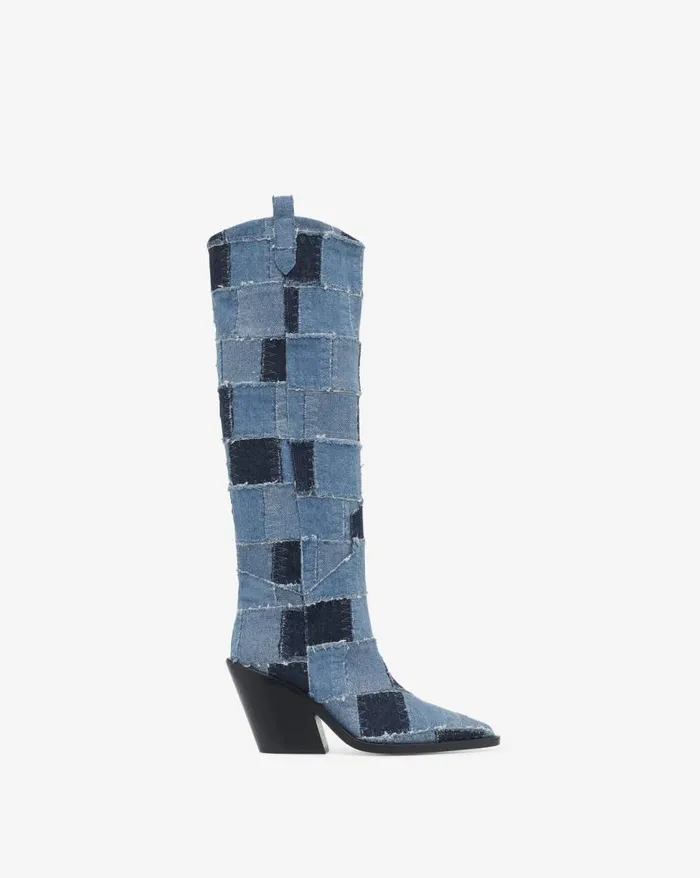 Boots Women IRO MAZOLA PATCHWORK DENIM BOOTS