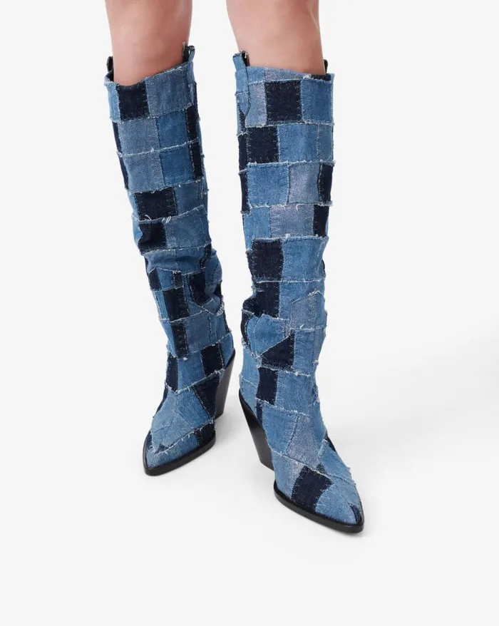 Boots Women IRO MAZOLA PATCHWORK DENIM BOOTS