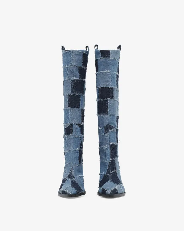 Boots Women IRO MAZOLA PATCHWORK DENIM BOOTS