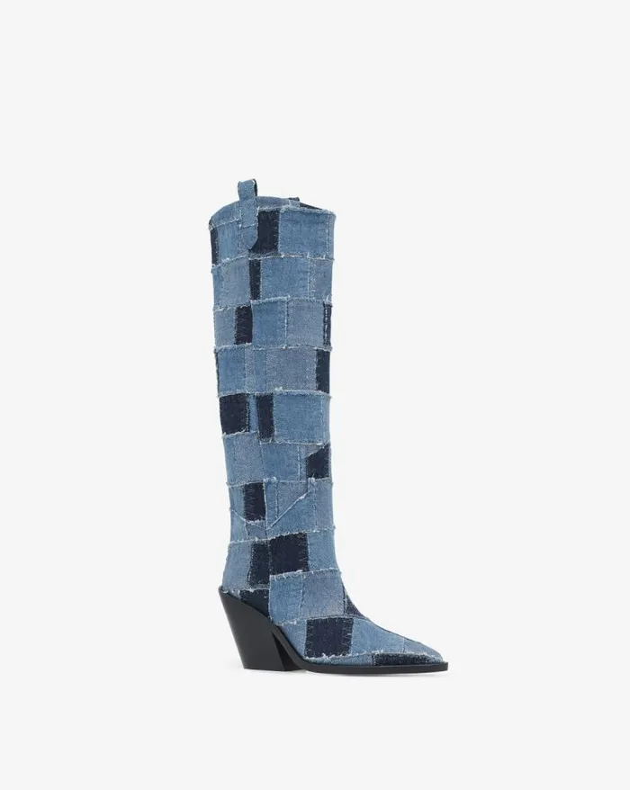 Boots Women IRO MAZOLA PATCHWORK DENIM BOOTS