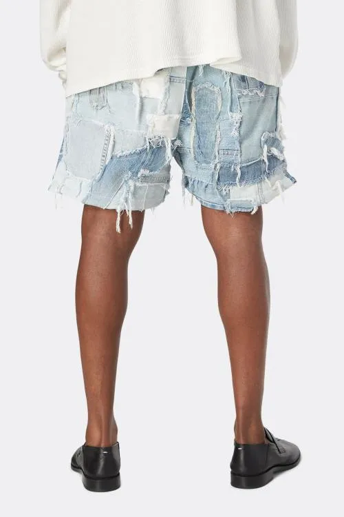 Bottoms WomenMen Gallery Dept PATCHWORK DENIM ZUMA SHORTS Blue