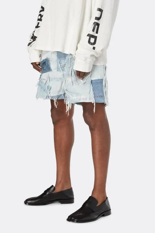 Bottoms WomenMen Gallery Dept PATCHWORK DENIM ZUMA SHORTS Blue