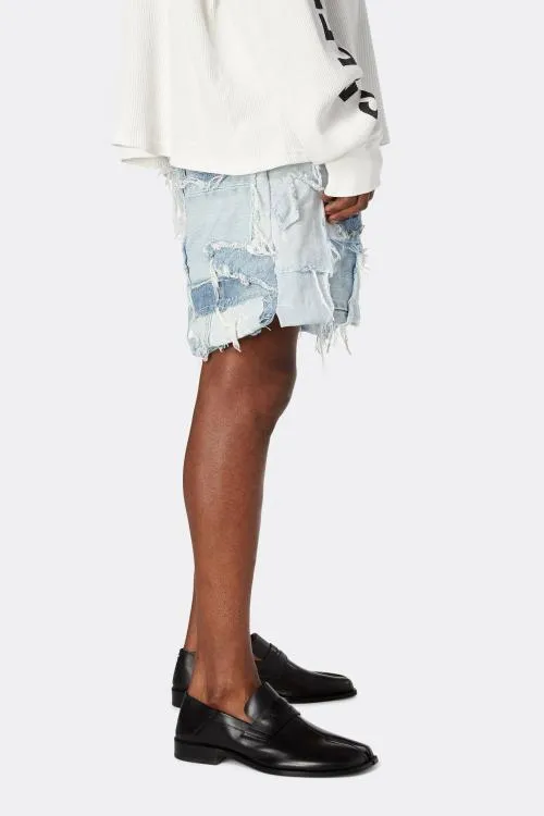 Bottoms WomenMen Gallery Dept PATCHWORK DENIM ZUMA SHORTS Blue
