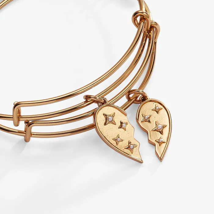 Bracelets Women Alex And Ani Broken Heart Bff Bangle Set Of 2 Gold