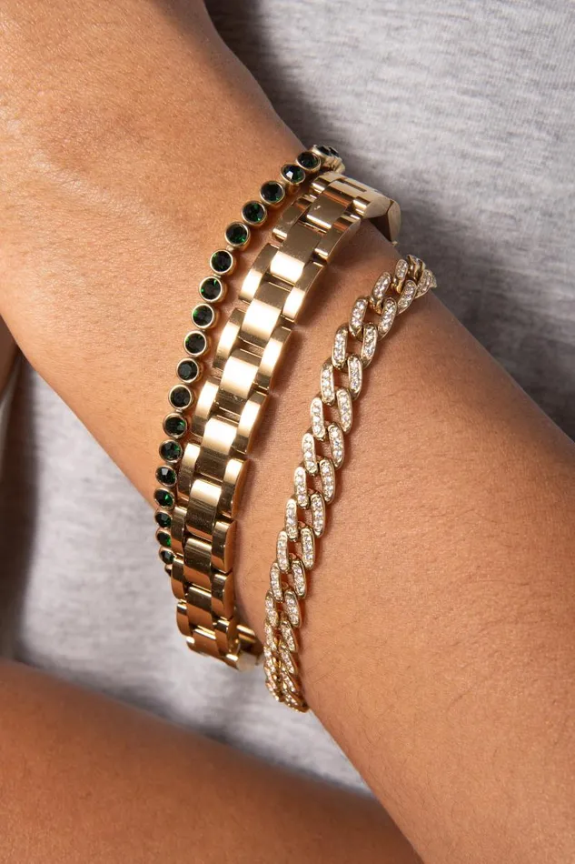 Bracelets Women Alex And Ani Crystal Pave Curb Chain Bracelet Stainless Steel Gold