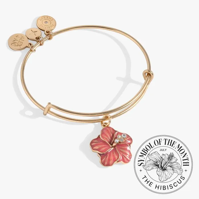 Bracelets Women Alex And Ani Hibiscus Charm Bangle Gold