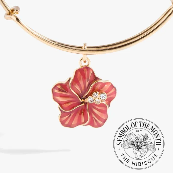 Bracelets Women Alex And Ani Hibiscus Charm Bangle Gold