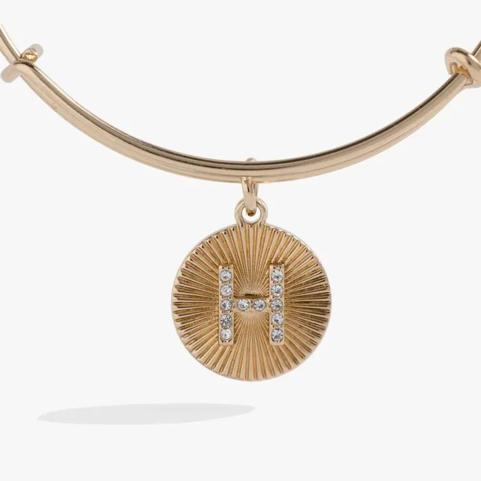 Bracelets Women Alex And Ani Initial H Pave Starburst Texture Bangle Gold