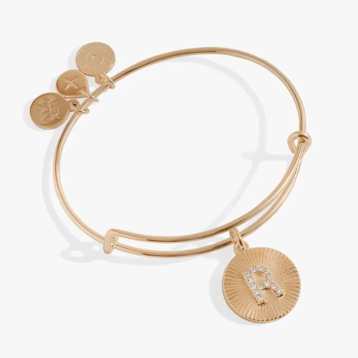 Bracelets Women Alex And Ani Initial R Pave Starburst Texture Bangle Gold