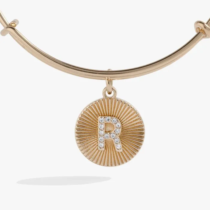 Bracelets Women Alex And Ani Initial R Pave Starburst Texture Bangle Gold