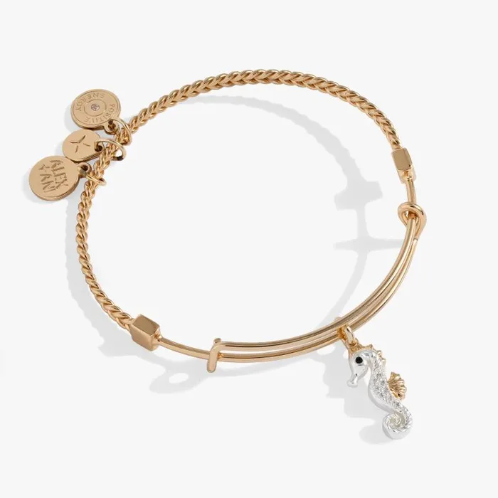 Bracelets Women Alex And Ani Seahorse Charm Bangle Two Tone