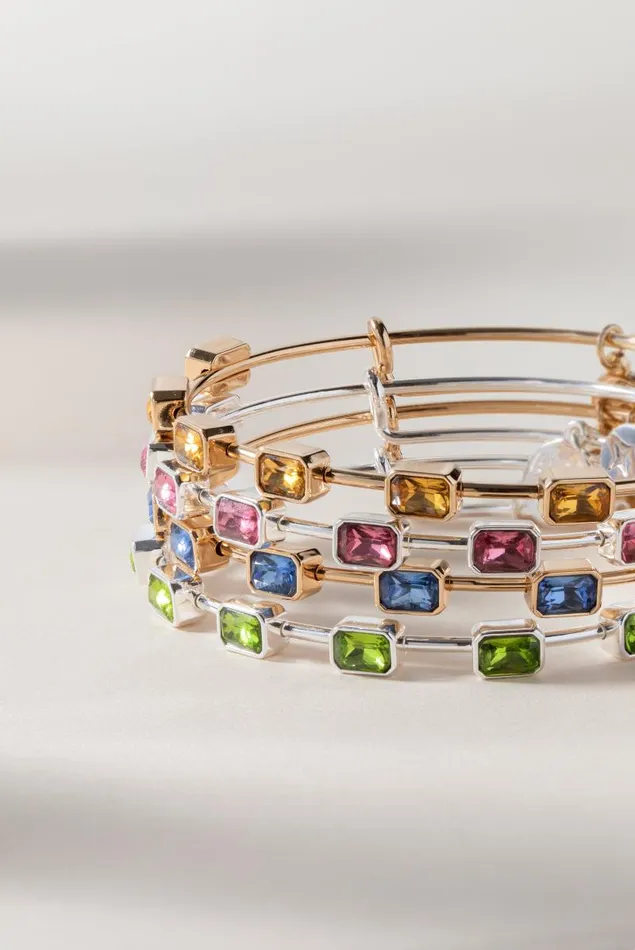 Bracelets Women Alex And Ani September Birthstone Emerald Cut Bangle Gold