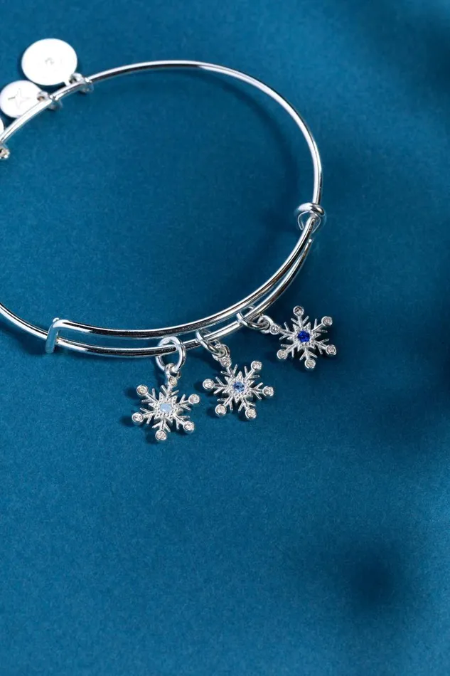 Bracelets Women Alex And Ani Snowflake Charm Bangle Stainless Steel Silver