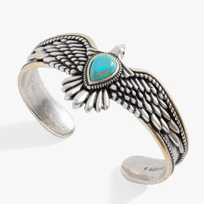 Bracelets Women Alex And Ani Turquoise Eagle Cuff Bracelet Two Tone