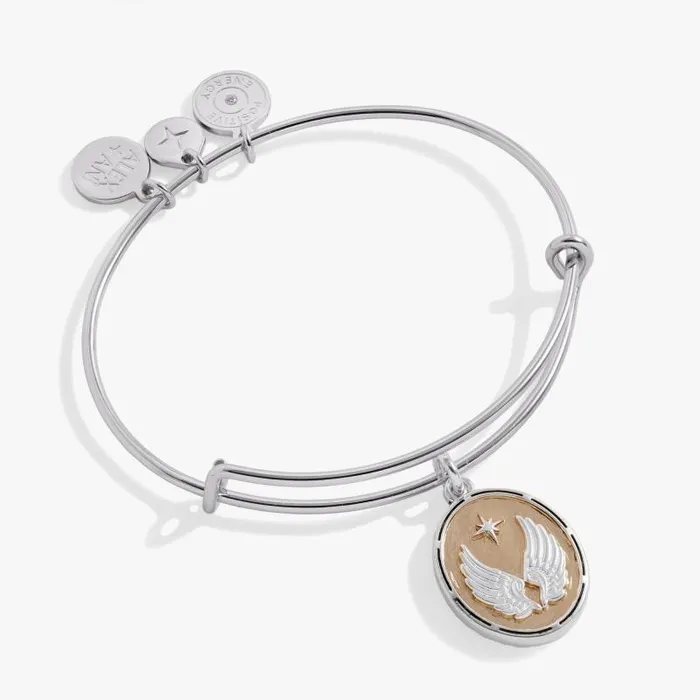 Bracelets Women Alex And Ani TwoTone Guardian Angel Bangle Silver
