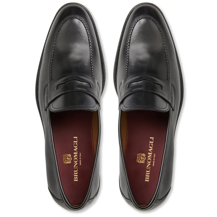 Bruno Magli Arden Braided Leather LoaferBlack Men Loafers and Slipons