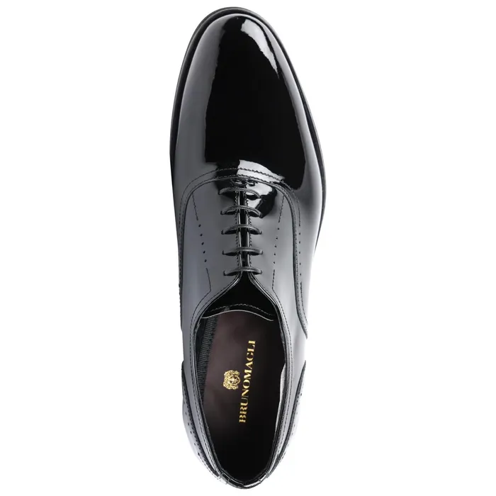 Bruno Magli Arno Sera PlainToe Balmoral Oxford 8211 Black Patent Men Laceups and Oxfords