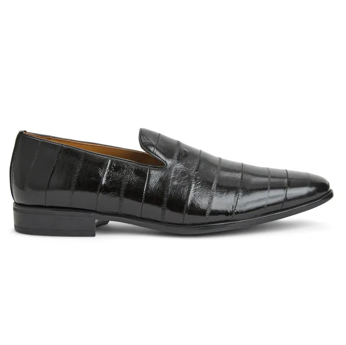 Bruno Magli Bellino Leather Loafer Black Eel Men Loafers and Slipons