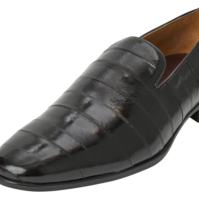 Bruno Magli Bellino Leather Loafer Black Eel Men Loafers and Slipons