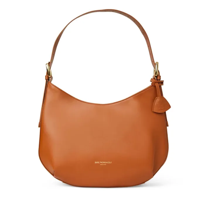 Bruno Magli Cora Hobo Handbag Cognac Nappa Leather Women Handbags