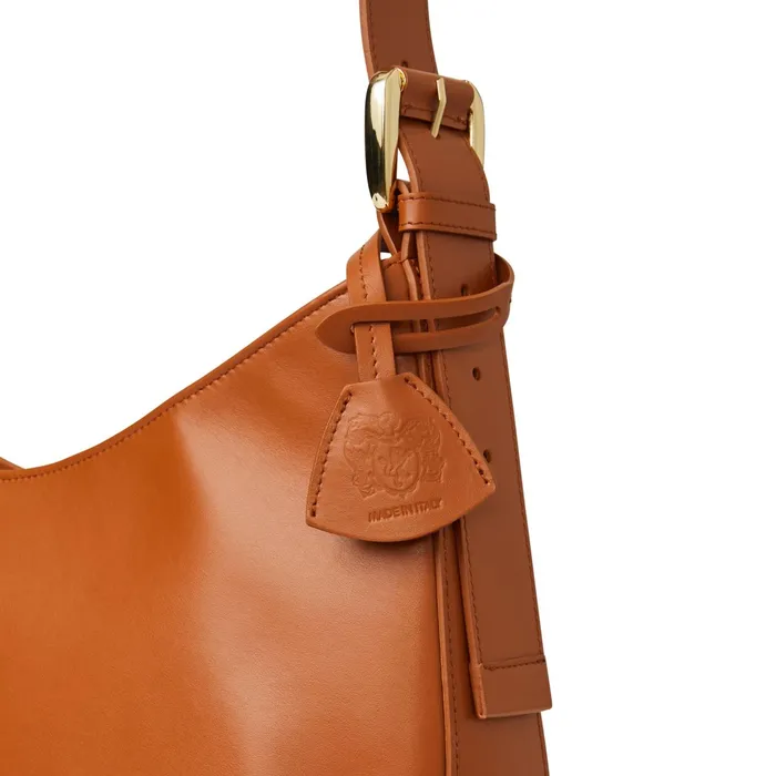 Bruno Magli Cora Hobo Handbag Cognac Nappa Leather Women Handbags