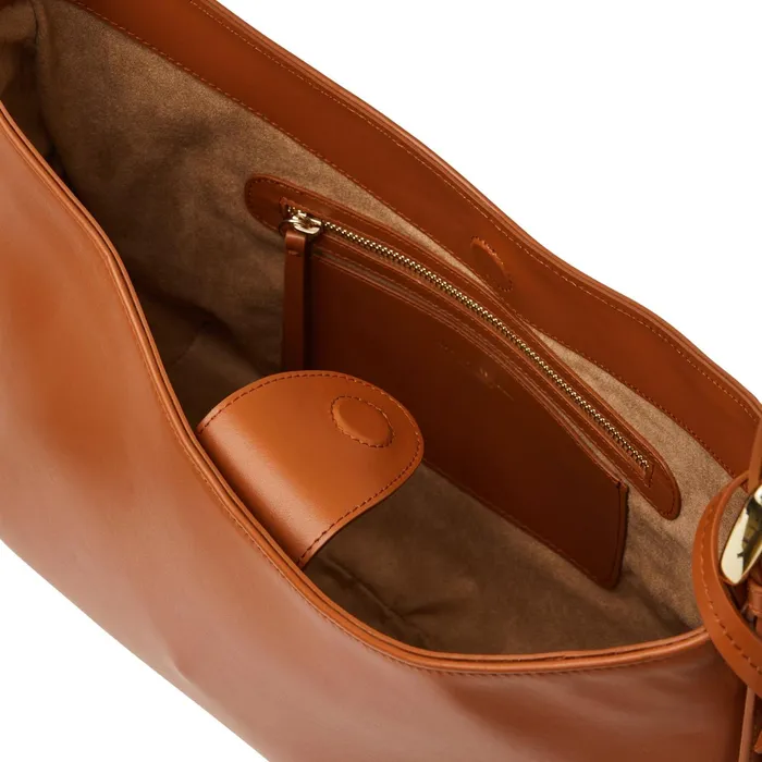 Bruno Magli Cora Hobo Handbag Cognac Nappa Leather Women Handbags