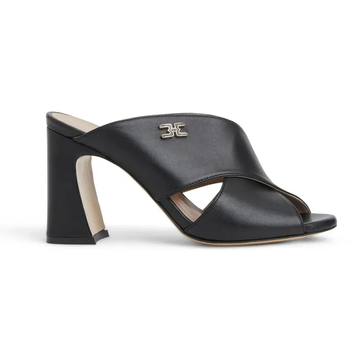 Bruno Magli FATIMA Cross Band Heel BLACK Women Sandals and Slides